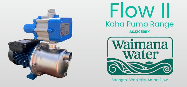 jet pump with blue controller and brand to the right